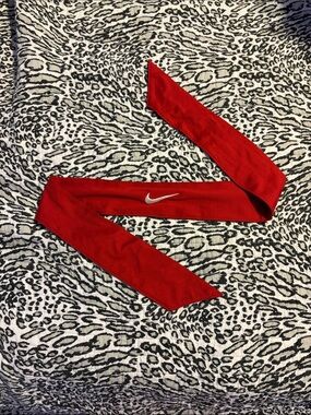 Nike Red Sports Headband with White Swoosh